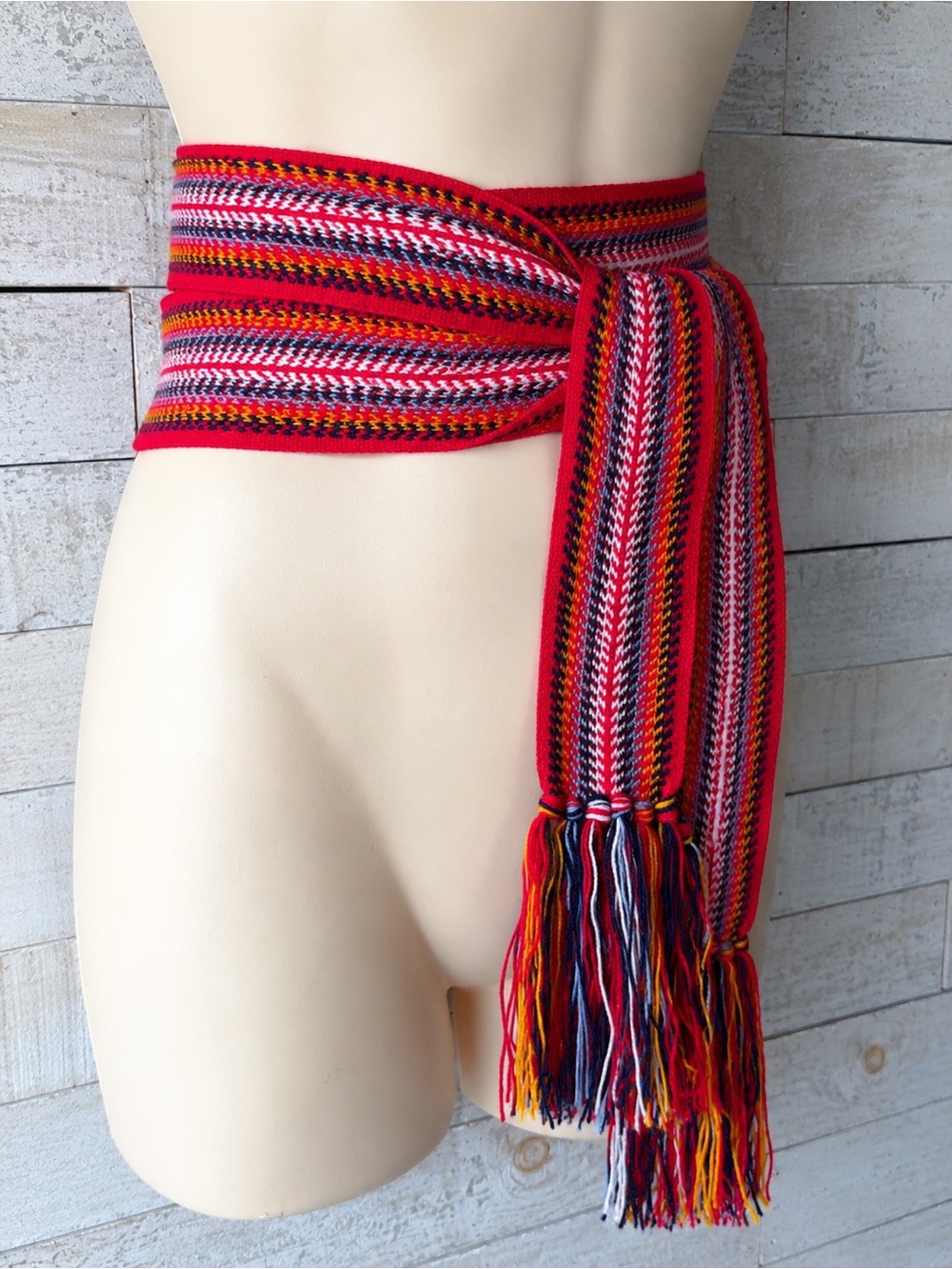 Woven Wool fringed sash
